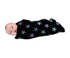 Cuski - Coperta in mussolina per bambini, fantasia a stelle su base nera