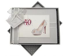 White Cotton Cards - Album portafoto, motivo: 40° compleanno, colore: rosa a scacchi [lingua inglese]