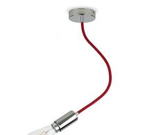 CD Cables-Flexy One, Lampada Sospensione, Pendel Cromato, Flessibile Rosso