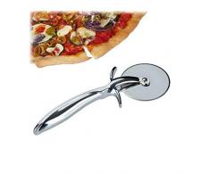 Relaxdays 10022556 Rotella Taglia Pizza Professionale Rondella con Ø di 7 cm Lama in Acciaio Inox Coltello Manico Gommato Argento