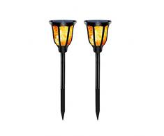GRIFEMA DG2003, Luci Solari Esterno con Torcia a LED, Lampada Fiamma Decorativa per Giardino, 2 Pezzi