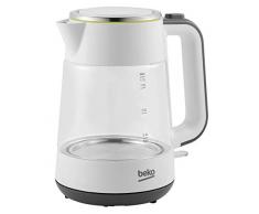 Beko Bollitore Elettrico WKM6321W con Spegnimento Automatico, 2400 W, 1.7 Litri, Vetro