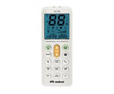 Meliconi AC 100 Telecomando Universale per Condizionatori/Climatizzatori Compatibile con la Maggior Parte dei Marchi, con Schermo Retroilluminato e Funzione Torcia