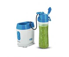 Ariete 572 Drink Frullatore con 2 Bottiglie Portatili di 400 Ml e 600Ml, 350 W, 4 Lame Tritaghiaccio in Acciaio Inox, Bianco/Blu