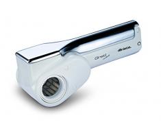 Ariete 44 Gratì Metal - Grattugia Elettrica Ricaricabile per grattugiare il parmigiano direttamente sul piatto, due rulli: fori grandi e fori fini, Bianco e Cromato