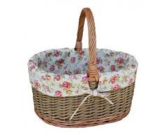 Ampio Giardino Rosa Lined Country Ovale Basket Cesto di Vimini