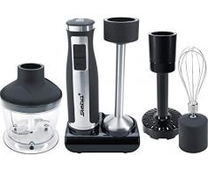 Steba MX 40 - Frullatore a immersione, in acciaio INOX, 8 livelli di velocità, da 7 000 a 14 000 giri/min, 7 inserti, display LED, parti lavabili in lavastoviglie