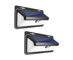 GRIFEMA DG1003-100, Luce Solare Esterno 100 LED, Lampade da Muro con Sensore di Movimento, 2 Pezzi