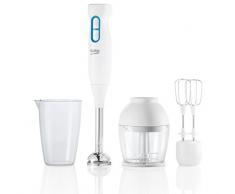 Beko 8835073200 Frullatore ad Immersione Hba5550W con 2 Accessori, 550 W, 0.7 Litri, 0 Decibel, Bianco/Azzurro