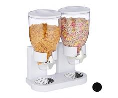 relaxdays 10026444_49 Dispenser Cornflakes Doppio, Dosatore, Distributore di Cereali & Dolcetti, HLP: 41x32,5x19 cm, Bianco, PP, PS, TPR