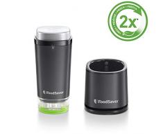 FoodSaver VS1192X Macchina per Sottovuoto Alimenti Salva Freschezza, 10 Sacchetti con zip Sottovuoto Riapribili, 1 Contenitore Salva Freschezza da 1,2 l, Portatile, Compatta, Ricaricabile, Nero