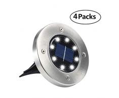GRIFEMA DG2007, Luci Solare a Terra con IP65 Impermeabile, Lampada Giardino 8 LED, 4 Pezzi
