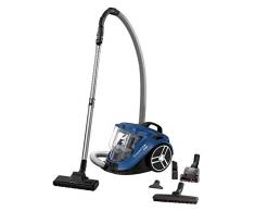 Rowenta RO3761 Aspirapolvere a Traino Senza Sacco, Filtro ad Alta Efficienza, Design Compatto, Animal Care Kit, Riemette Aria Pulita, Pulizie Ottime su Pavimenti e Tappeti, 550 W, Blu Corsica
