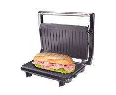 Beper P101TOS001 Tostiera, Panini maker, Sandwich maker con altezza piastre regolabile, 23x14.5 cm, Acciaio