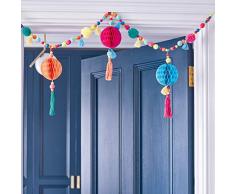 Talking Tables Boho Mix - Ghirlanda di tessuto, 1 m, carta, multicolore, 2,5 x 23 x 19 cm