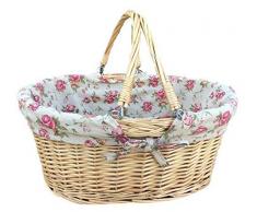 Red Hamper c005r grande Shopper manico Swing con giardino Fodera Rosa vimini cestino, Marrone