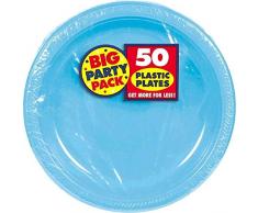 Amscan International 630732-54 - Confezione da 50 piatti di plastica, 26 cm, colore: Caraibi