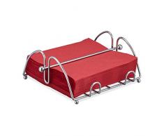Relaxdays, argento Portatovaglioli, con Peso, per Salviette 33x33, Aspetto Acciaio, Dispenser da Tavolo o Bancone,Metallo, Ferro