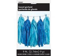 Unique Party 62961 Ghirlanda con Nappe di Carta velina Reale e Azzurro, Misto Blu