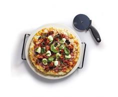 Kitchen Craft Italian Collection Set pietra per pizza, sostegno e rotella per pizza, 32 cm