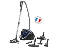 Rowenta RO7681EA Silence Force Cyclonic Aspirapolvere a Traino Senza Sacco, Tecnologia Ciclonica, con Kit Animal Care, Silenzioso, 750 W, 2.5 Litri, 67 Decibel, Nero, Blu