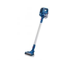 Severin HV 7158 Scopa aspirapolvere senza filo, Ciclonica, Spazzola motorizzata, Luci a LED, Animal Care, Filtro HEPA longlife, 140 W, 0,65 L, 76 Decibel, Blu/Argento