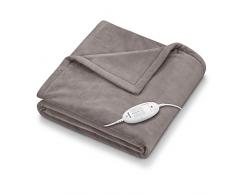 Beurer HD 75 Cosy Coperta Elettrica con Dispositivo di Termoregolazione Elettronico, 6 livelli di temperatura e spegnimento automatico dopo 3h, colore Taupe