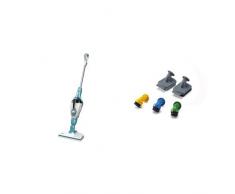 BLACK+DECKER FSMH1321J-QS Lavapavimenti a Vapore Steam-Mop 12 in 1, con Generatore di Vapore Portatile, Bianco/Acqua + FSMHKA-XJ Set di Accessori per la Pulizia della Casa
