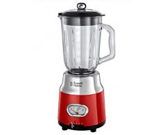 Russell Hobbs 25190-56 Frullatore Retro, Dettagli in acciaio, Bicchiere da 1.5L, 800 Watt, 3 velocità e funzione pulse, Parti lavabili, BPA free, Rosso