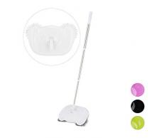 Relaxdays - Mestolo per pavimenti duri e laminati, senza corrente, meccanico e manuale, manico 45-97 cm, rotabile, bianco, 1 pezzo