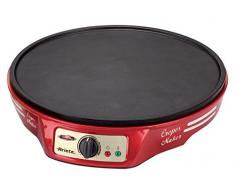 Ariete 183 Crepes Maker - Crepiera elettrica con termostato, Piastra antiaderente, Diametro 28cm, 2 spatole in legno incluse, 1000W, Rosso
