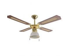 Velamp HAVANA3 Ventilatore a soffitto 107 cm. 3 velocità. Super Silenzioso. con portalampada E27 e Comando a Catenella. Potenza: 50W, Metallo