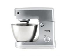 H.Koenig KM60s Robot da cucina multifunzione, 5L, 6 Velocità +Pulse, Accessori inclusi, 1000 W, Inox