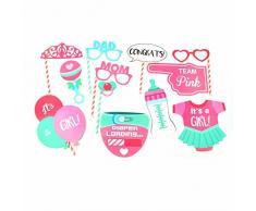 SHATCHI 11038 Baby Shower It a Girl Photo Booth Props Pink Compleanno Giochi Foto Selfie Regali Decorazioni Partito Accessori, Carta, Rosa