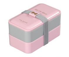 Ted Baker Portapranzo in rosa e grigio, a due ripiani rimovibili, con posate in plastica incluse