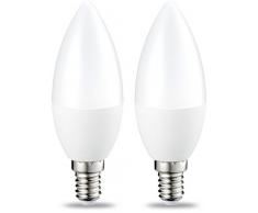 AmazonBasics Lampadina LED E14 a Candela, 6W (equivalenti a 40W), Luce Bianca Calda, Dimmerabile- Pacco da 2