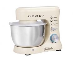 Beper Impastatrice Planetaria Potenza 1000W, Contenitore Acciaio Inox da 4,5L, Per impastare, amalgamare e montare a neve, Color Crema
