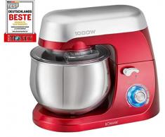 Bomann KM 6009 CB kraftvolle Impastatrice, Coperchio paraspruzzi, Trasparente, regolazione elettronico Velocità + Funzione Pulse, Rosso