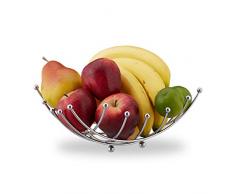 relaxdays Portafrutta, Rettangolare, per Verdure, Design a Griglia, Cucina & Salotto, Ferro Cromato, Fruttiera, Argento