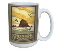 Tree-Free Greetings 15 oz Ceramic Oregon Coast Haystack by Paul A Lanquist Mug with Full-Sized Handle, Multi-Colour