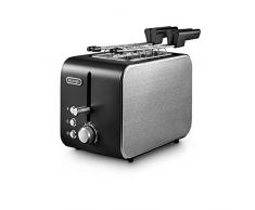 DeLonghi CTX2203.BK Tostapane, 550 W, 2 Fette con Pinze, Nero