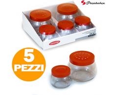 Pasabahce 1826526 Set Sale Porta Spezie, Varie Misure, Chiusura Ermetica, 5 Pezzi, Vetro