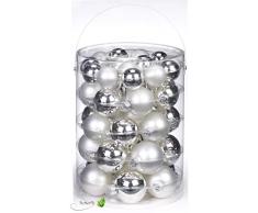 Inge-glas 1200E460 Palline natalizie, confezione da 60, 4, 5, 6 e 7 cm, colore: Argento/Bianco