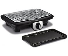 Tefal Barbecue elettrico multifunzione Easy Grill 2 in 1 cottura bbq griglia e piastra uso interno e esterno 2100 W Barbecue da tavolo Nero