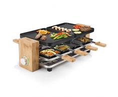 Princess 162910 Raclette Pure 8, 1200 W, bambù, Nero