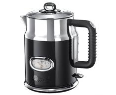 Russell Hobbs Bollitore acqua Elettrico Vintage, Bollitore design, 1.7 L, 2400 W, Filtro Anticalcare Rimovibile e Lavabile, Zona Bollitura Rapida, Acciaio Inox, Nero 21671-70