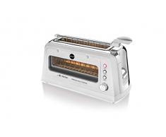 MACOM Just Kitchen 829 Window Halo Toaster - Tostapane a lampade alogene con finestra, Bianco