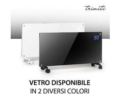 Pannello Termoconvettore Riscaldamento elettrico Triniti Radiatore in vetro a convezione 1000-2000 W Display touch Telecomando 2 regolazioni Timer 24 h antischizzi IP24 montaggio a parete Vetro Bianco