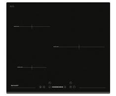 Sharp KH-6I31BS00-EU - Piano cottura a induzione, 4 elementi riscaldanti, 59 cm, Slidertouch, riconoscimento pentola, nero, senza cornice, controllo automatico del riscaldamento, funzione Stop&Go