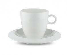 Alessi TAC1/87S Bavero Set di Due Tazze da Caffè, Filtratocon Sottotazza in Bone China, Bianco
